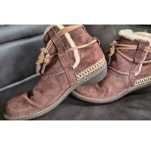 UGG Australia Nightfall Brown‎ Suede Shearling Lace Up Boots 5178 Womens 9